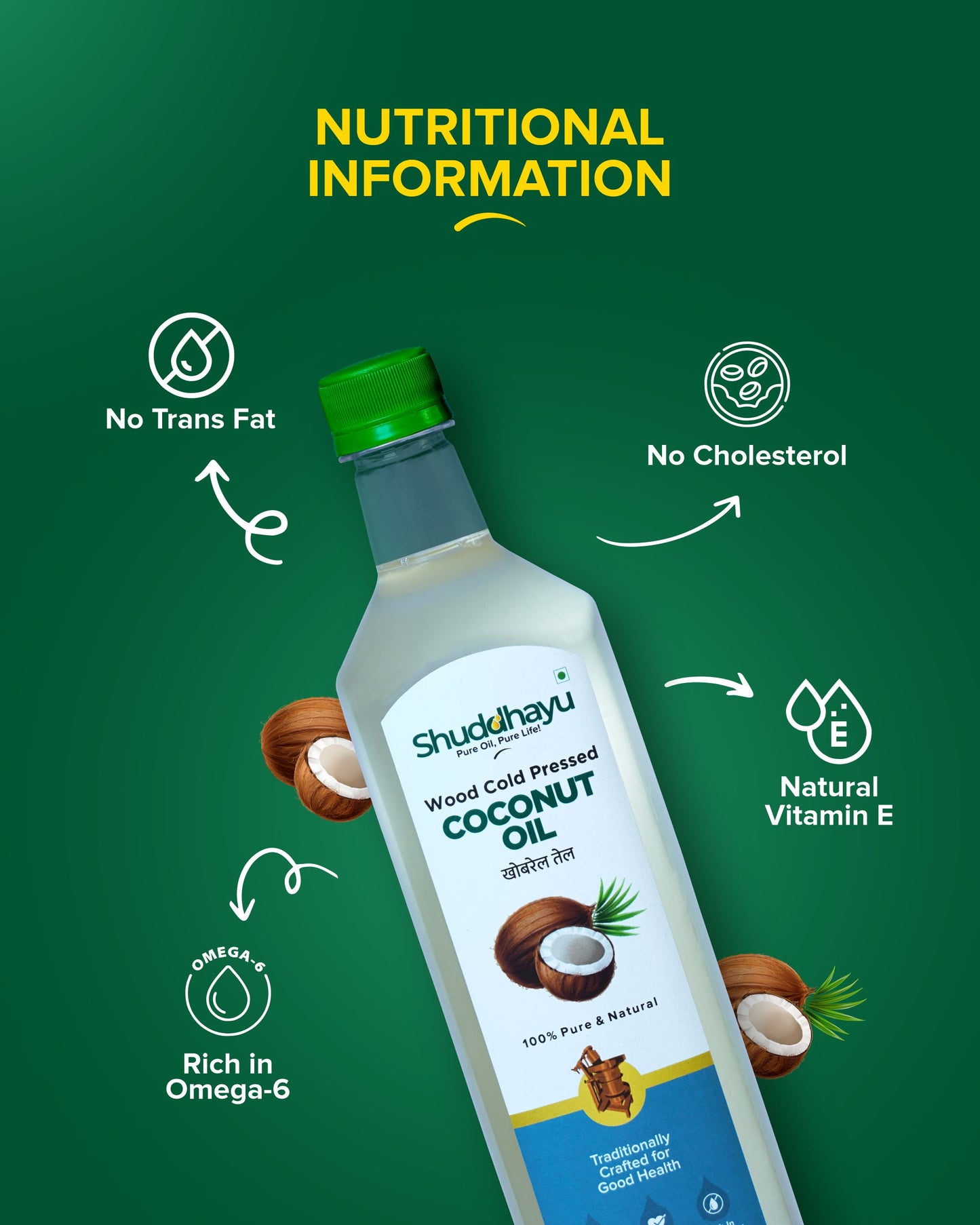 Wood Cold Pressed Coconut, Sesame (Til) & Groundnut Oil | Combo – 1L Each