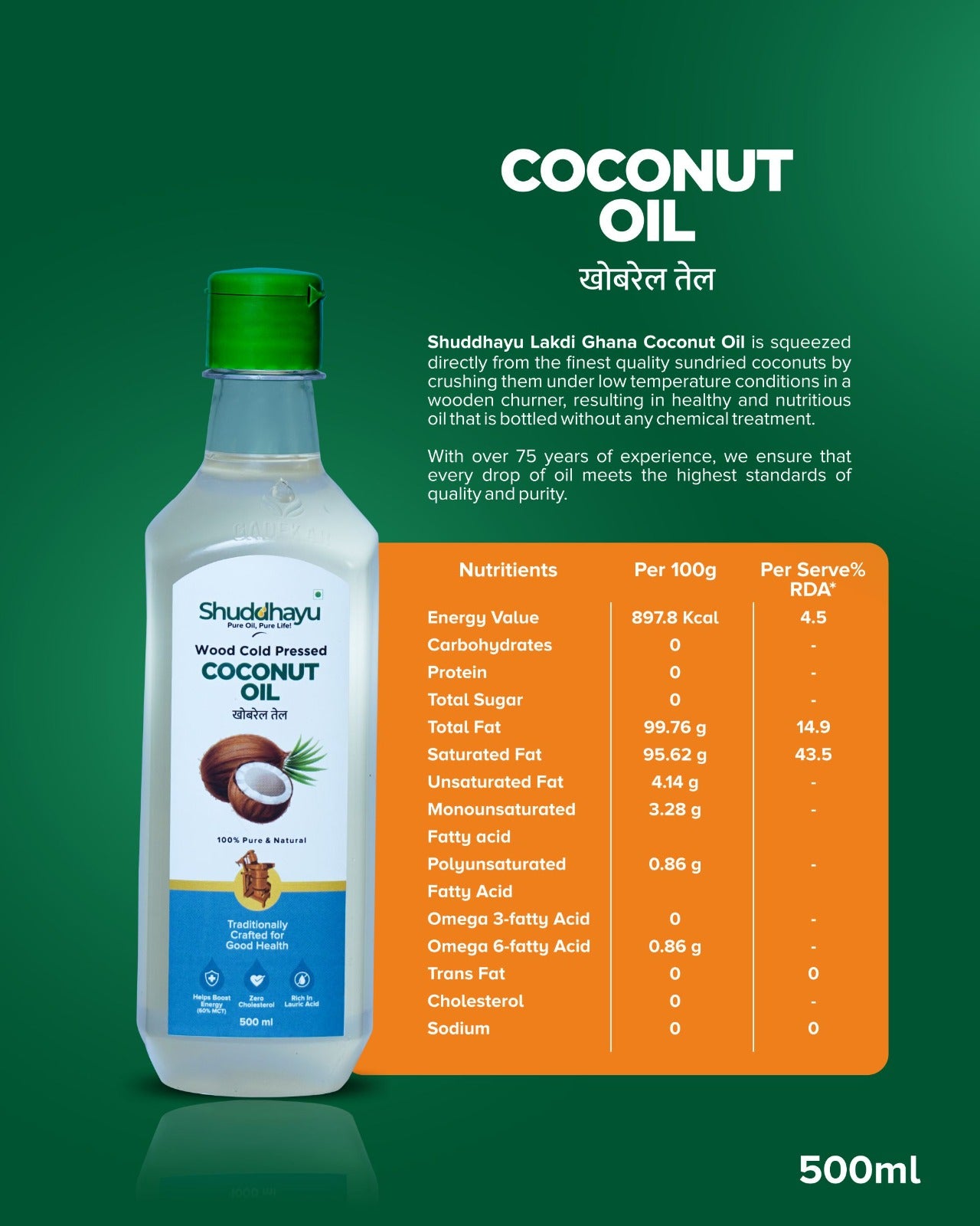 Cold Pressed Groundnut (1L), Safflower (1L) & Coconut Oil (500ml) | Shuddhayu Wood Cold Pressed Oil