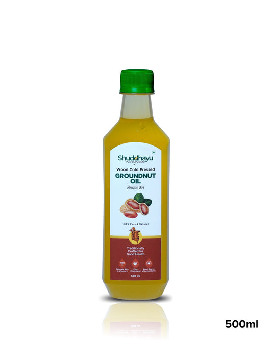 Organic Wood Pressed Groundnut Oil | Lakdi Ghani Peanut Oil | 100% Pure, Unrefined & Non-GMO