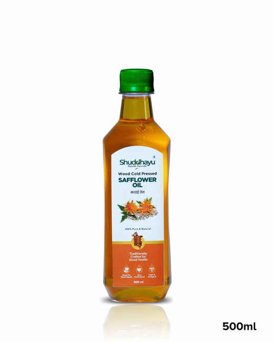 Organic Wood Pressed Safflower Oil (Kardai Tel) | Lakdi Ghani | 100% Pure, Unrefined & Heart-Healthy