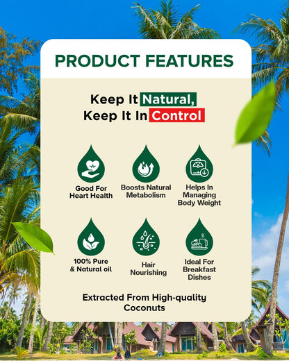 Virgin Wood Pressed Coconut Oil | Lakdi Ghani Khopra Tel | 100% Pure for Cooking, Hair & Oil Pulling
