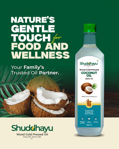 Virgin Wood Pressed Coconut Oil | Lakdi Ghani Khopra Tel | 100% Pure for Cooking, Hair & Oil Pulling