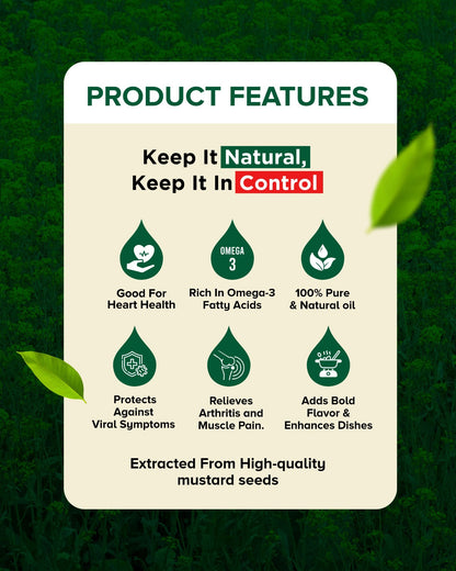 Organic Wood Pressed Mustard Oil (Kachi Ghani) | Lakdi Ghani Sarso Tel | 100% Pure & Unrefined