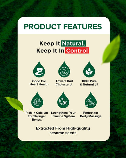 Organic Wood Pressed White Sesame Oil | Lakdi Ghani Til Tel | 100% Pure for Cooking, Oil Pulling & Hair