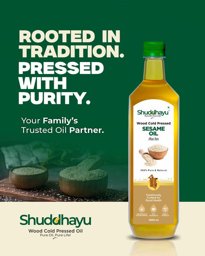 Organic Wood Pressed White Sesame Oil | Lakdi Ghani Til Tel | 100% Pure for Cooking, Oil Pulling & Hair