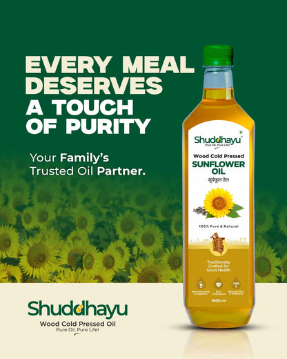 Organic Wood Pressed Sunflower Oil | Lakdi Ghani | 100% Pure, Unrefined & Non-GMO for Weight Loss