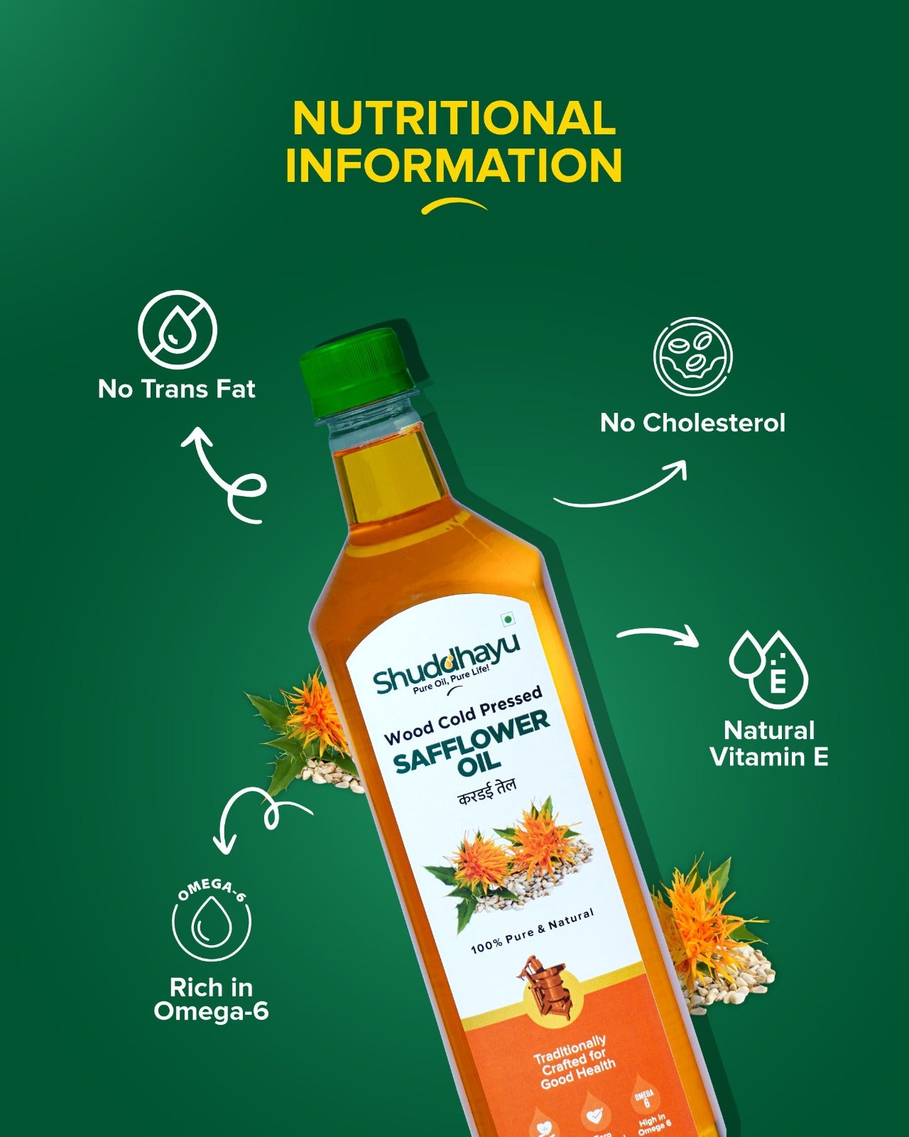 Wood Cold Pressed Kardai (Safflower) Oil