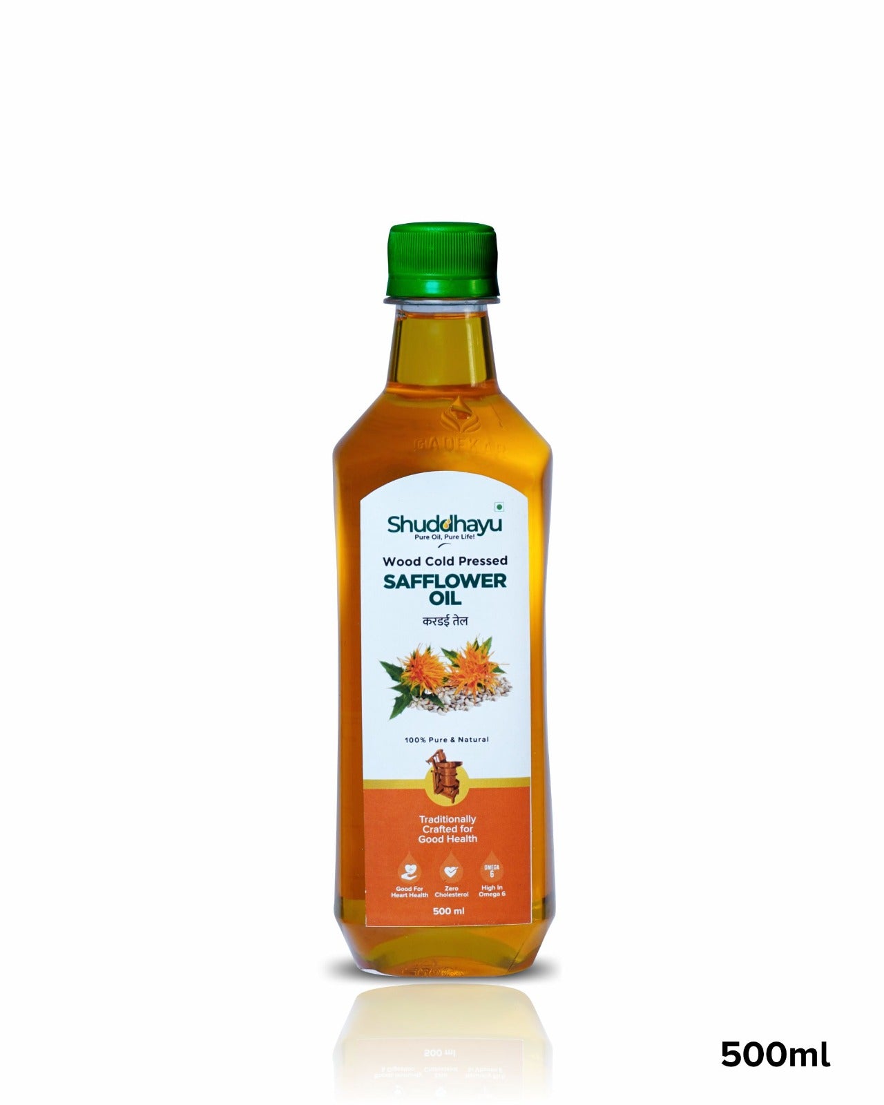 Organic Wood Pressed Safflower Oil (Kardai Tel) | Lakdi Ghani | 100% Pure, Unrefined & Heart-Healthy