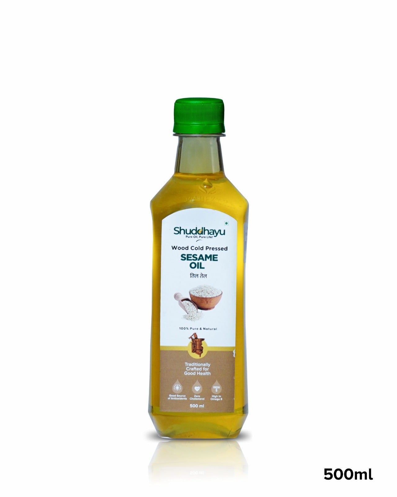 Organic Wood Pressed White Sesame Oil | Lakdi Ghani Til Tel | 100% Pure for Cooking, Oil Pulling & Hair