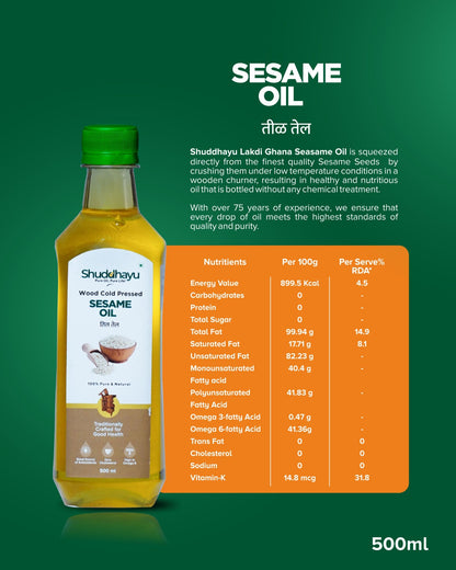 Groundnut, Coconut, Sesame & Mustard Oil (500ml Each) | Wood Cold Pressed