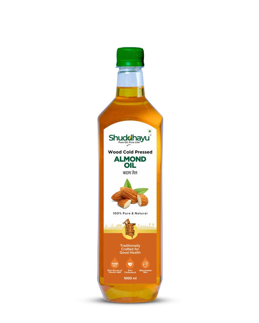 100% Pure Wood Pressed Almond Oil | Lakdi Ghani Badam Tel | Sweet Almond Oil for Hair, Skin & Brain Health